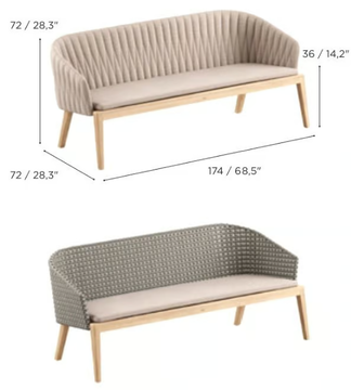 CALYPSO - 3 seater synthetic fibre and teak garden sofa by Royal Botania - view 3